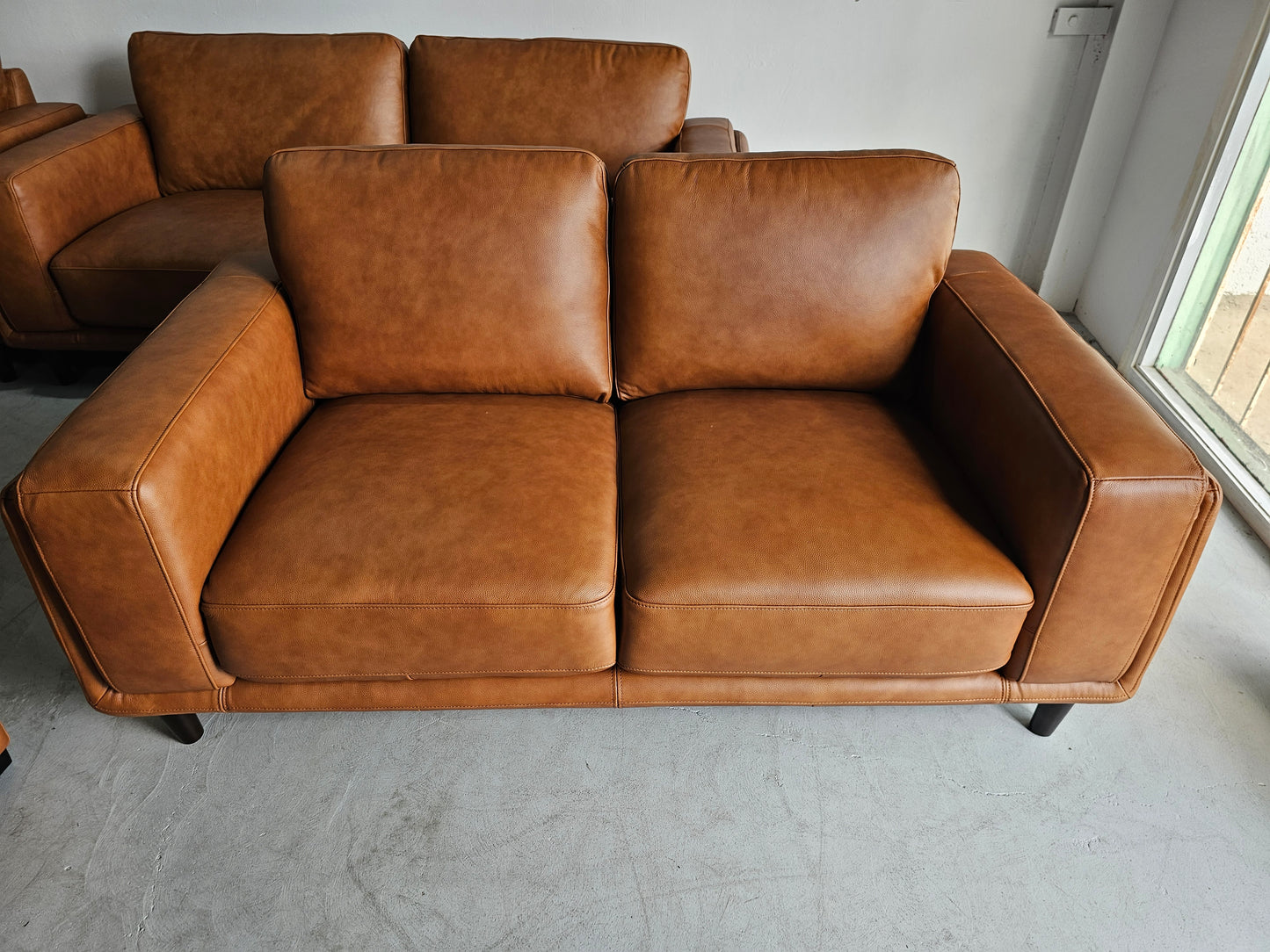 Danise Leather Sofa Lounge: Contemporary Elegance