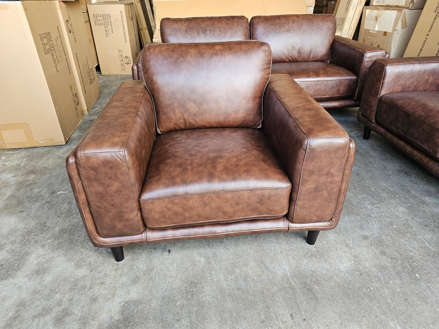 Danise Leather Sofa Lounge: Contemporary Elegance