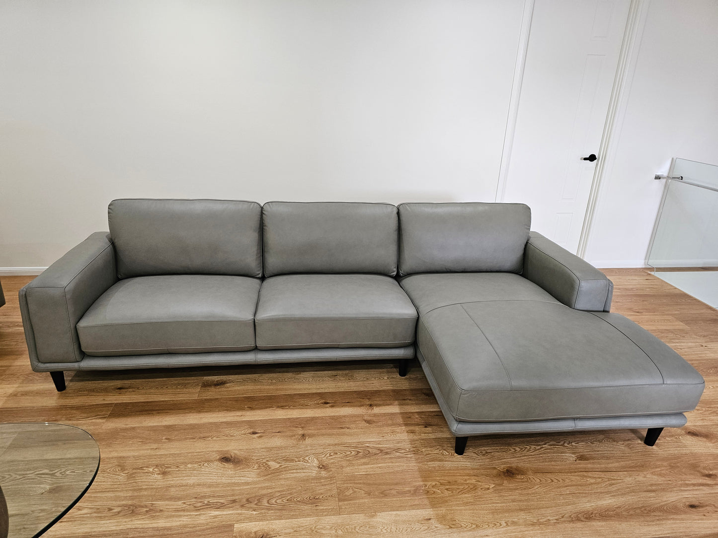 Danise Leather 3 Seat with Chaise Lounge