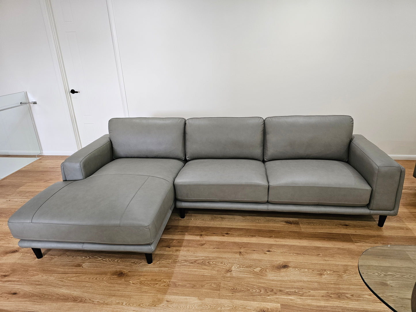 Danise Leather 3 Seat with Chaise Lounge
