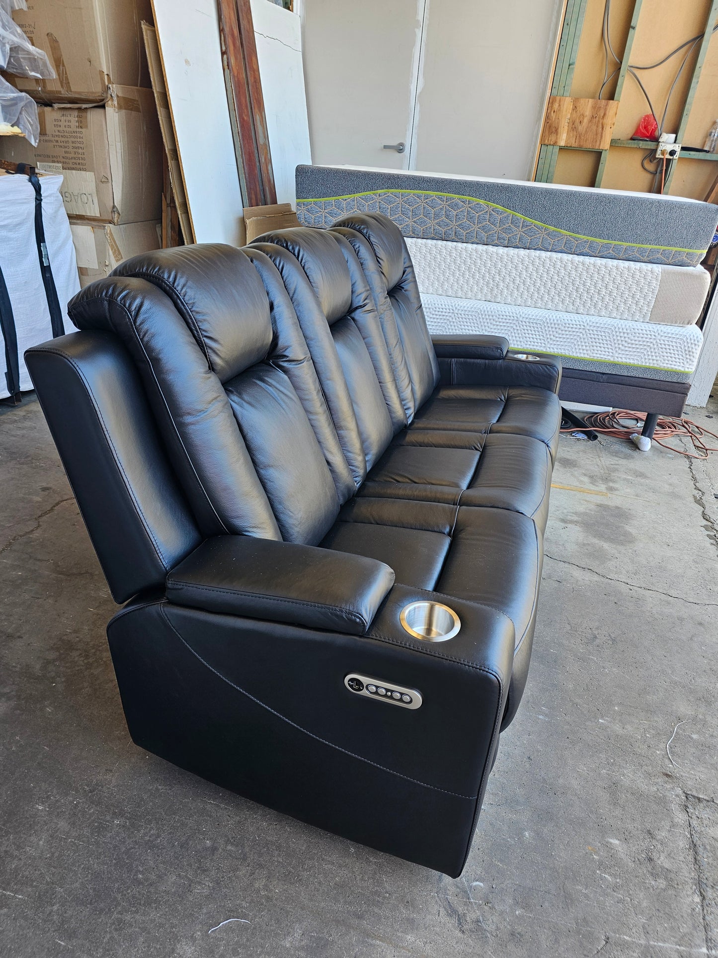 Byron Black Leather Theatre Recliner Lounges