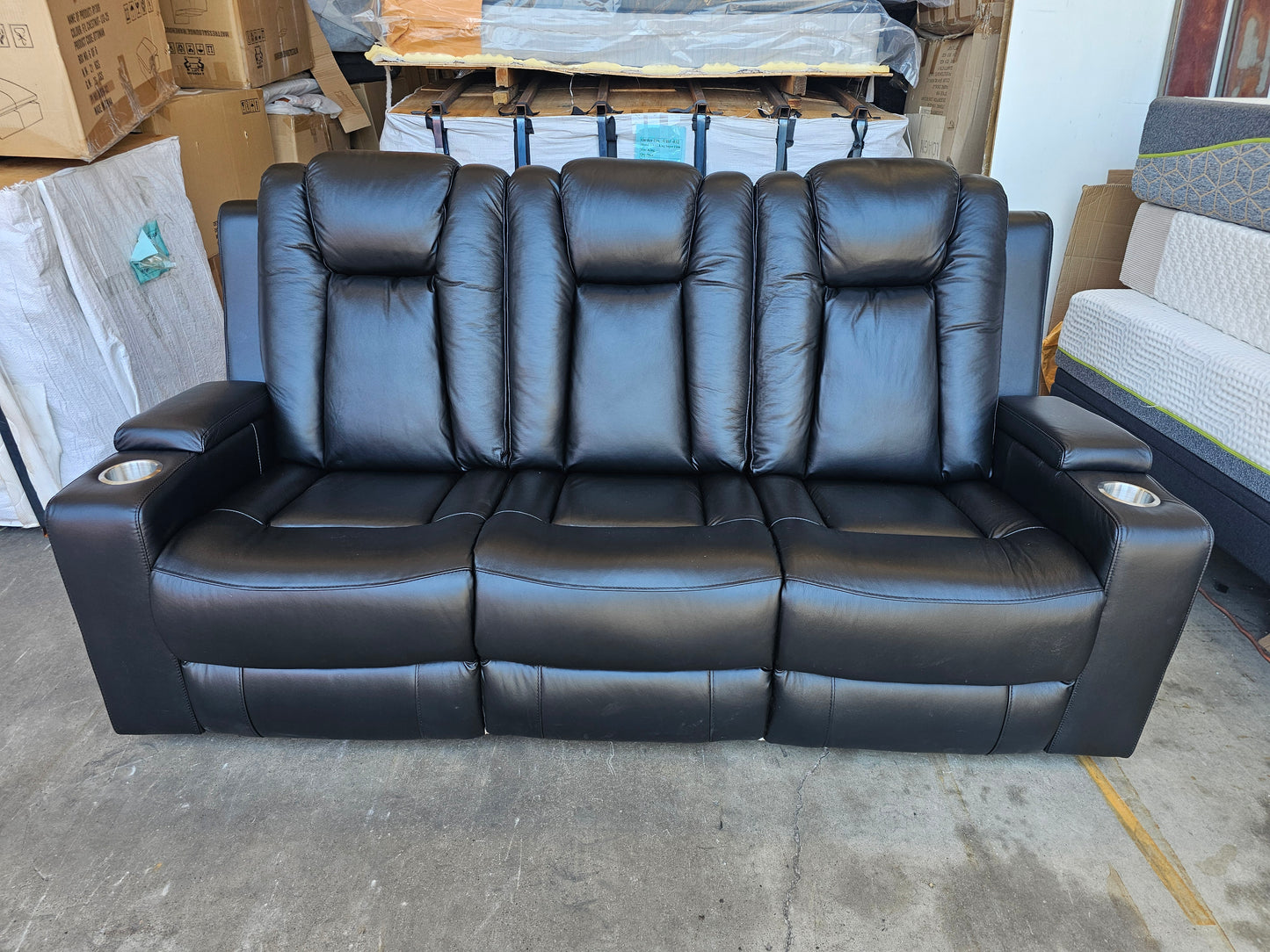 Byron Black Leather Theatre Recliner Lounges