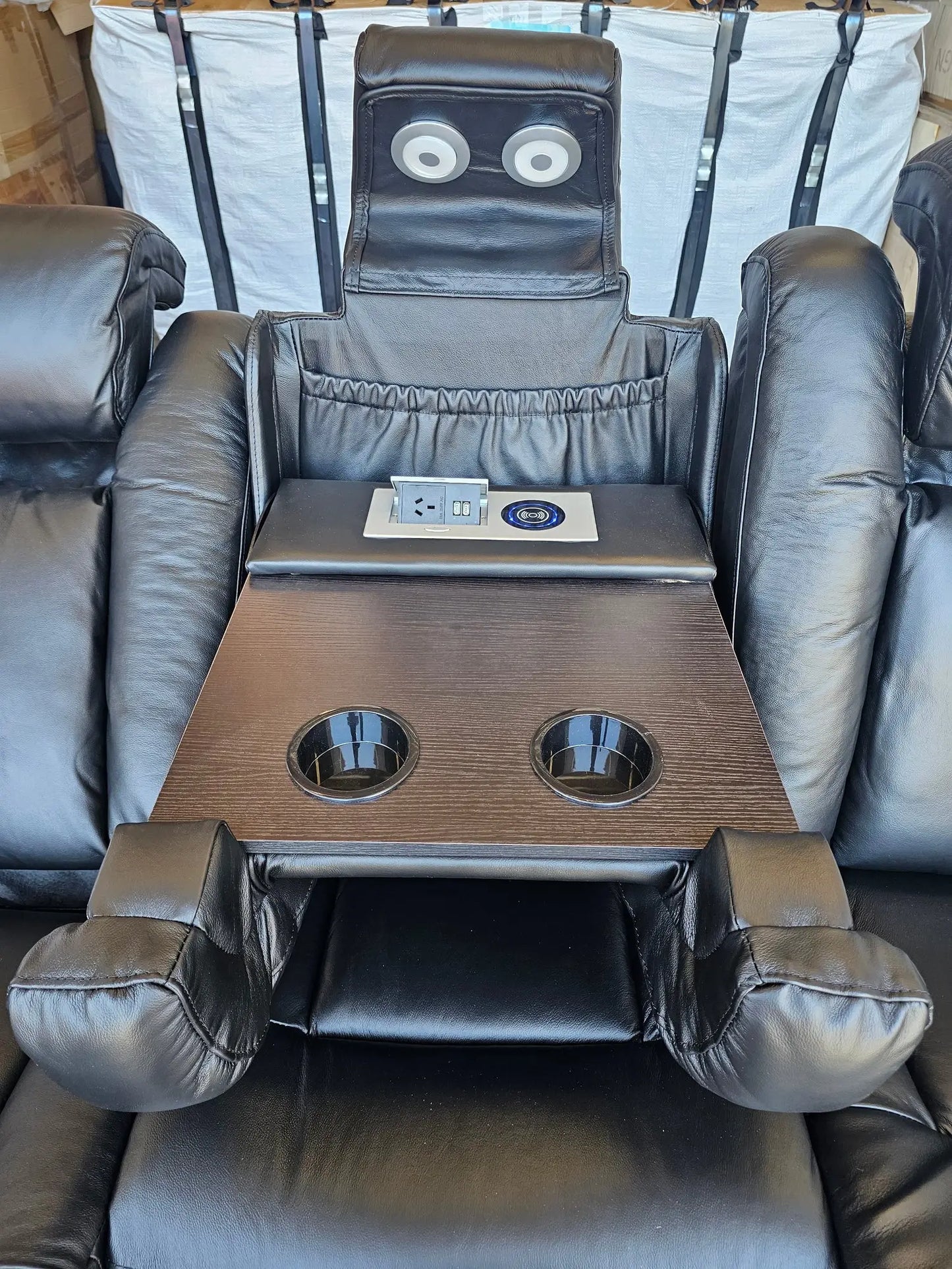 Byron Black Leather Theatre Recliner Lounges