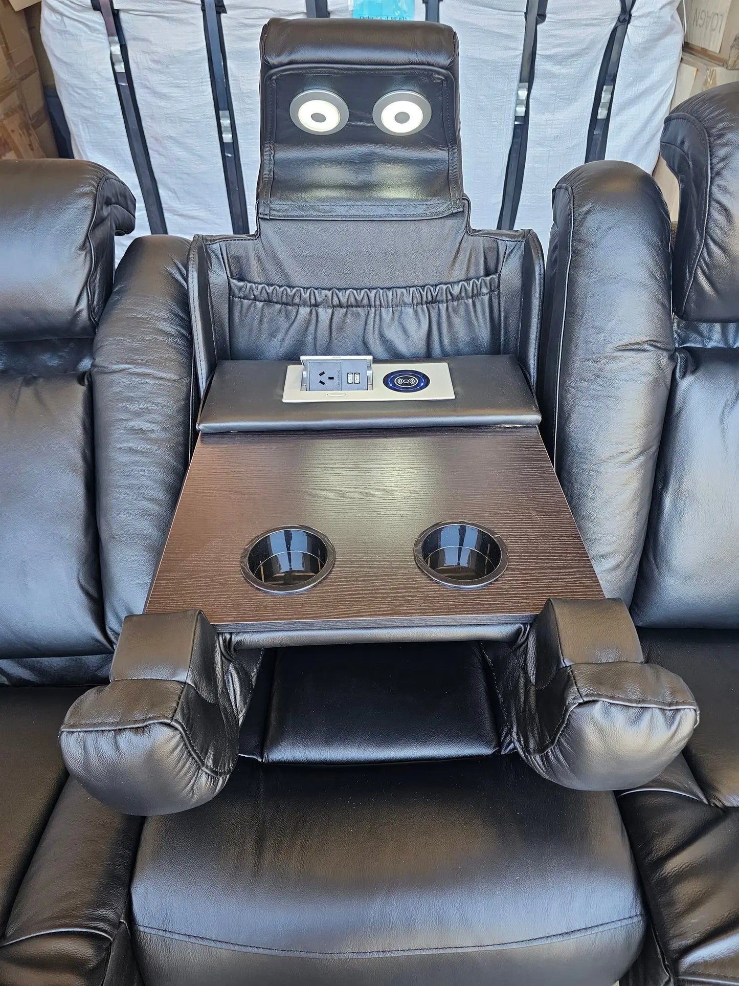 Byron Black Leather Theatre Recliner Lounges