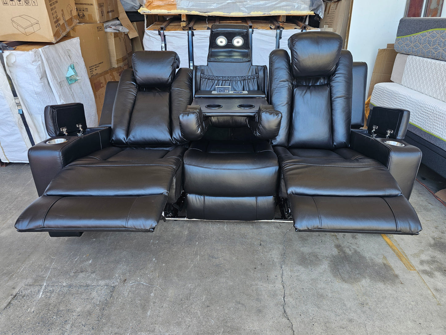 Byron Black Leather Theatre Recliner Lounges