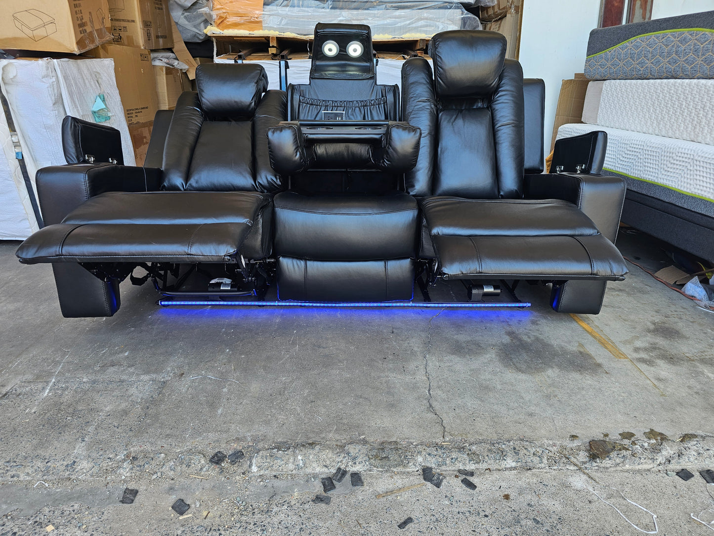 Byron Black Leather Theatre Recliner Lounges