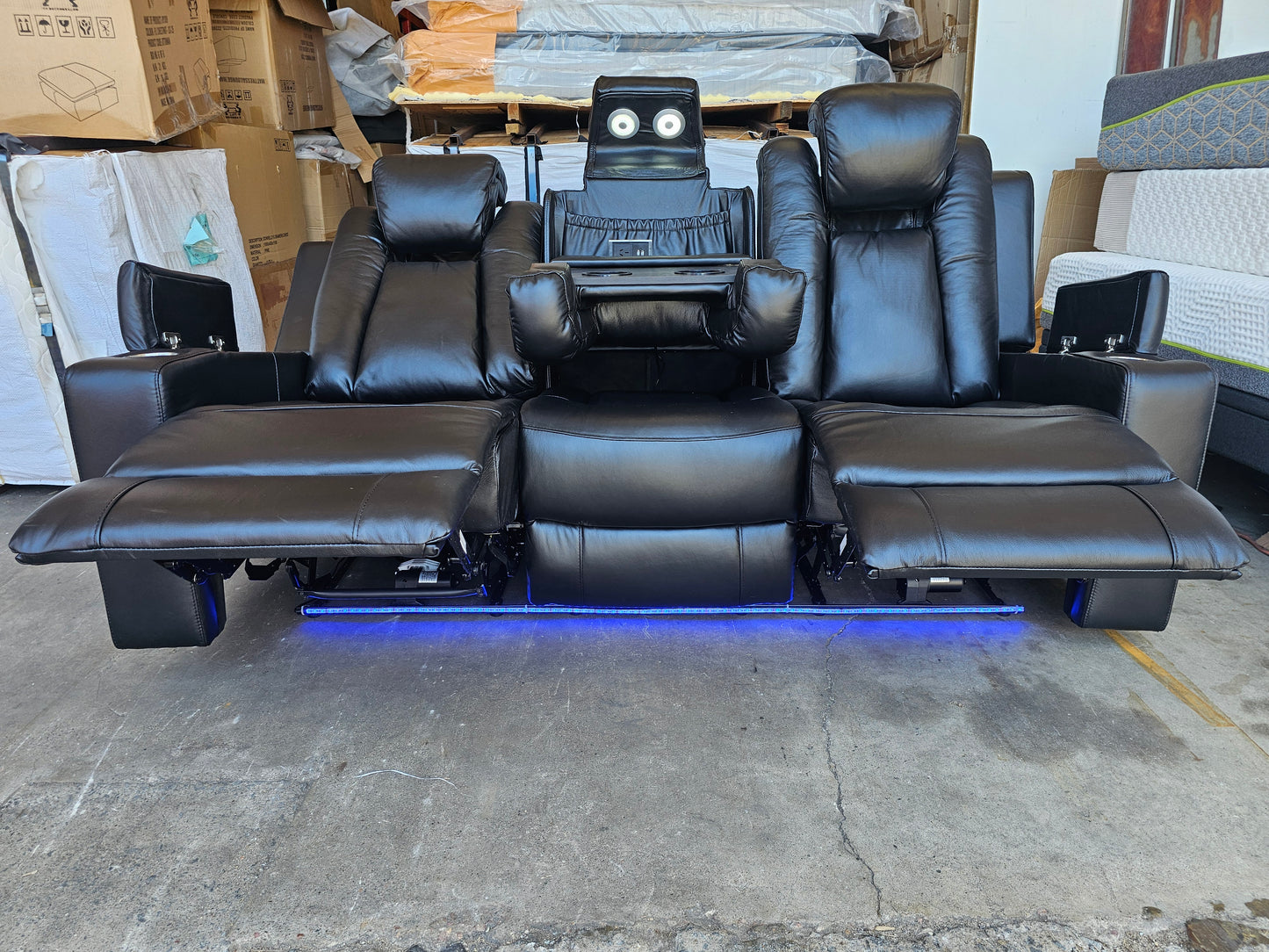 Byron Black Leather Theatre Recliner Lounges