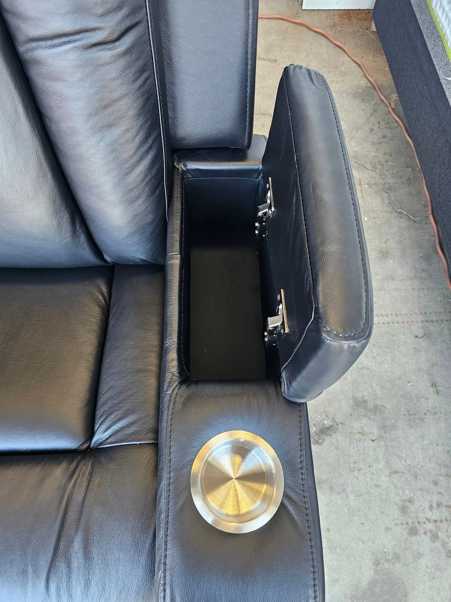 Byron Black Leather Theatre Recliner Lounges