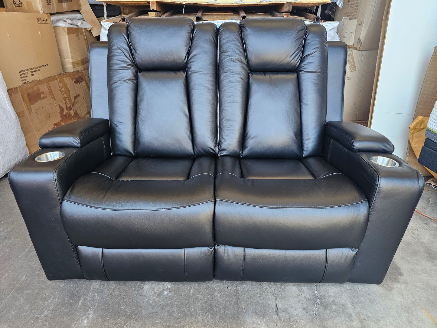 Byron Black Leather Theatre Recliner Lounges