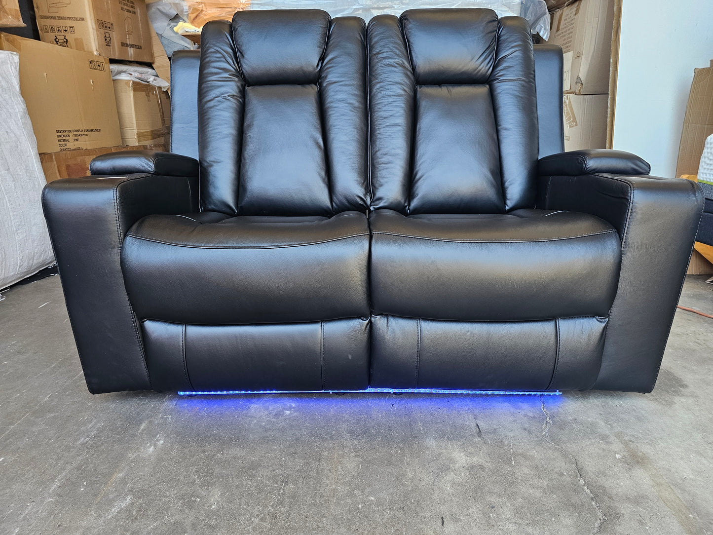 Byron Black Leather Theatre Recliner Lounges