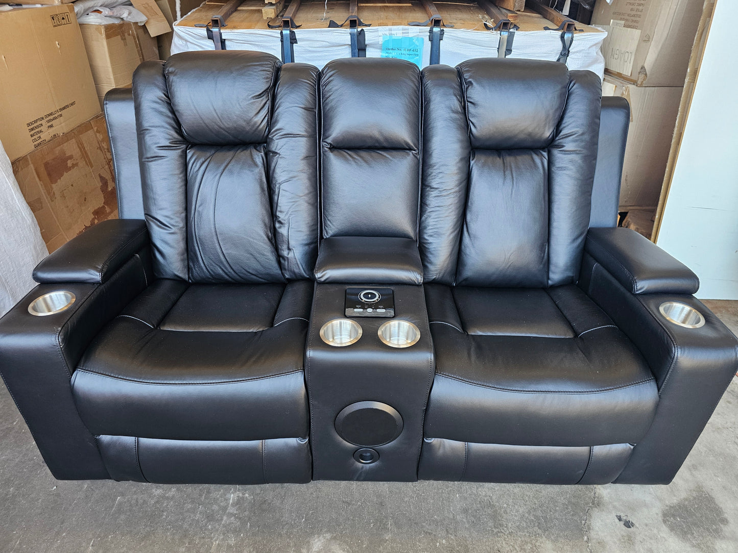 Byron Black Leather Theatre Recliner Lounges