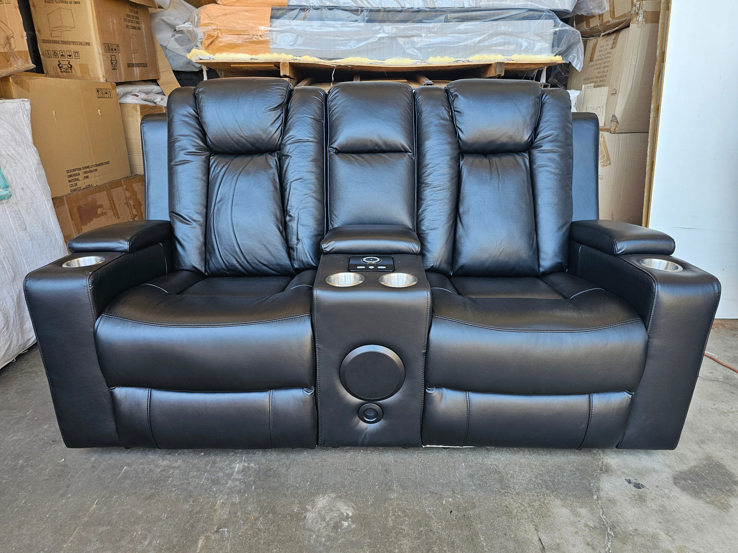 Byron Black Leather Theatre Recliner Lounges