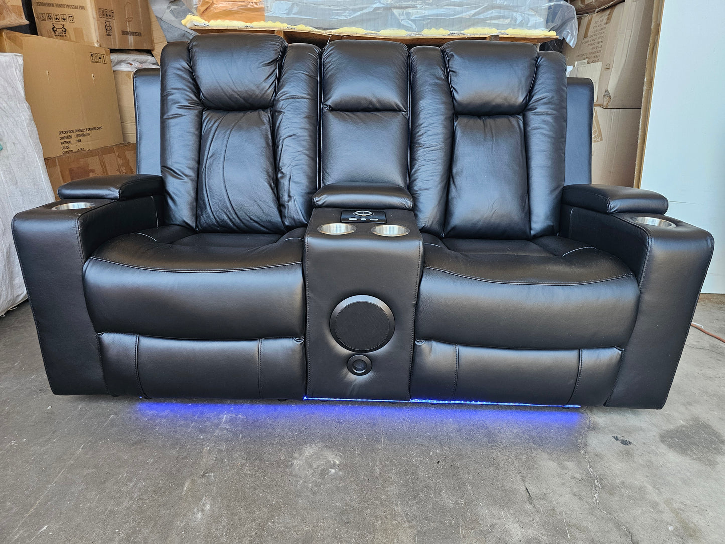 Byron Black Leather Theatre Recliner Lounges