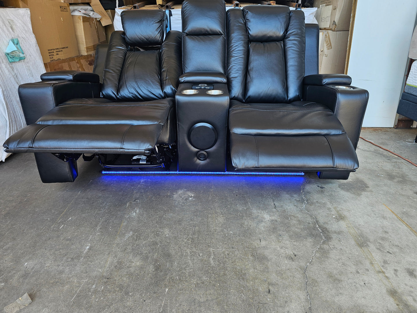 Byron Black Leather Theatre Recliner Lounges