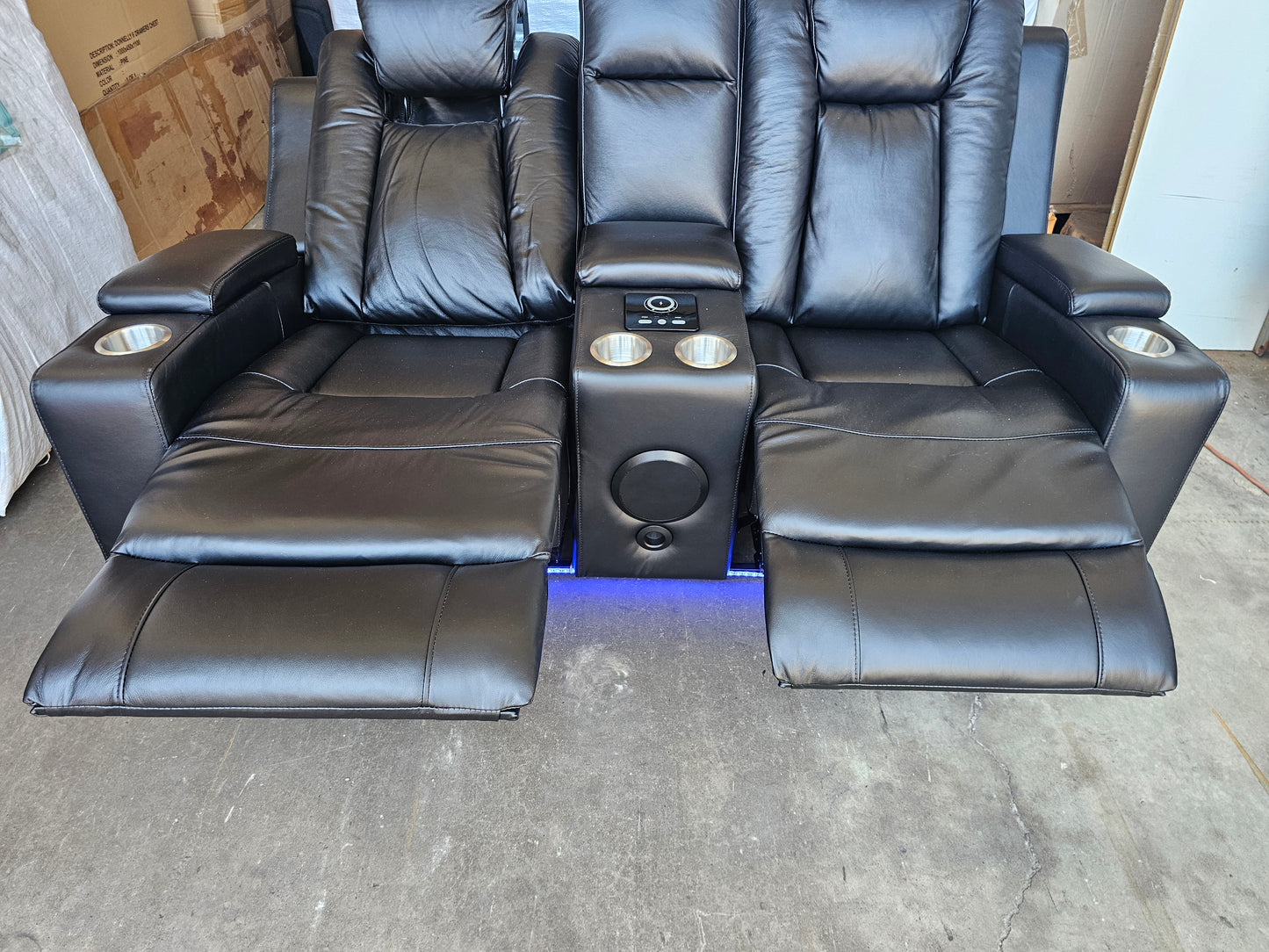 Byron Black Leather Theatre Recliner Lounges