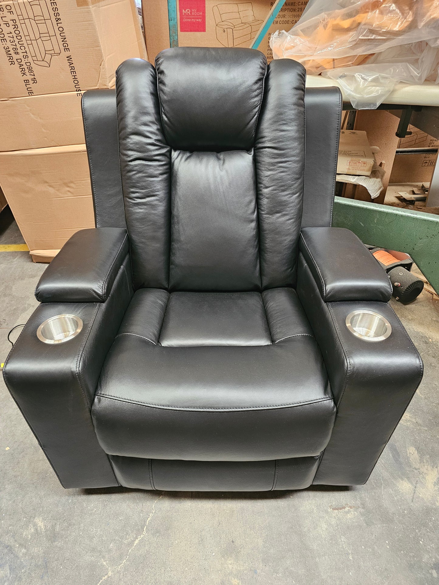 Byron Black Leather Theatre Recliner Lounges