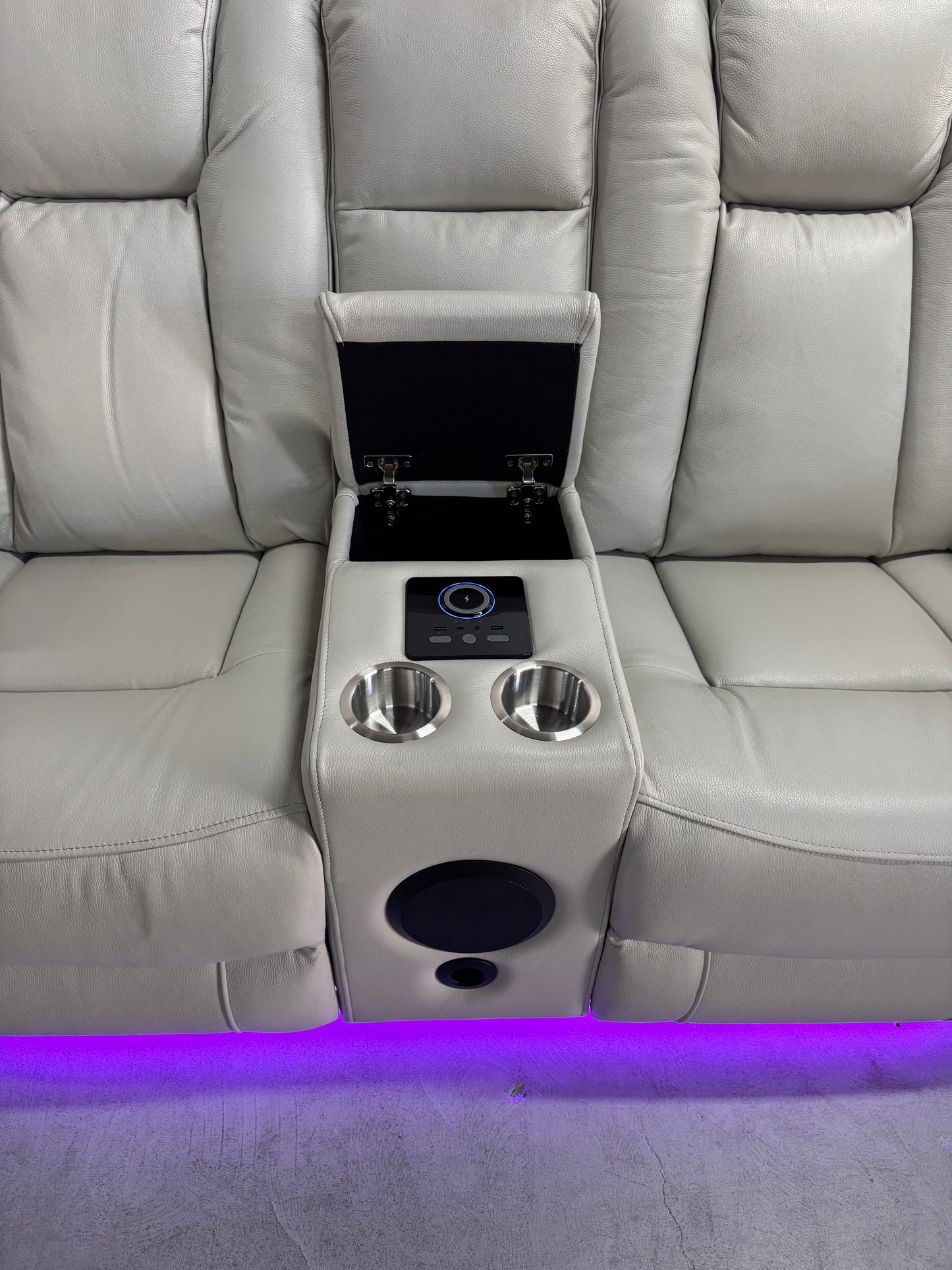 Byron Beige Leather Theatre Recliner Lounges