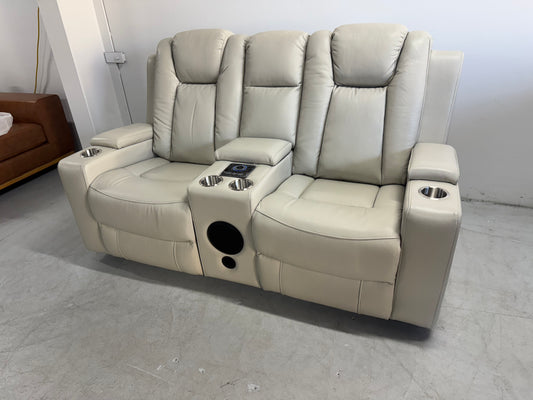 Byron Beige Leather Theatre Recliner Lounges