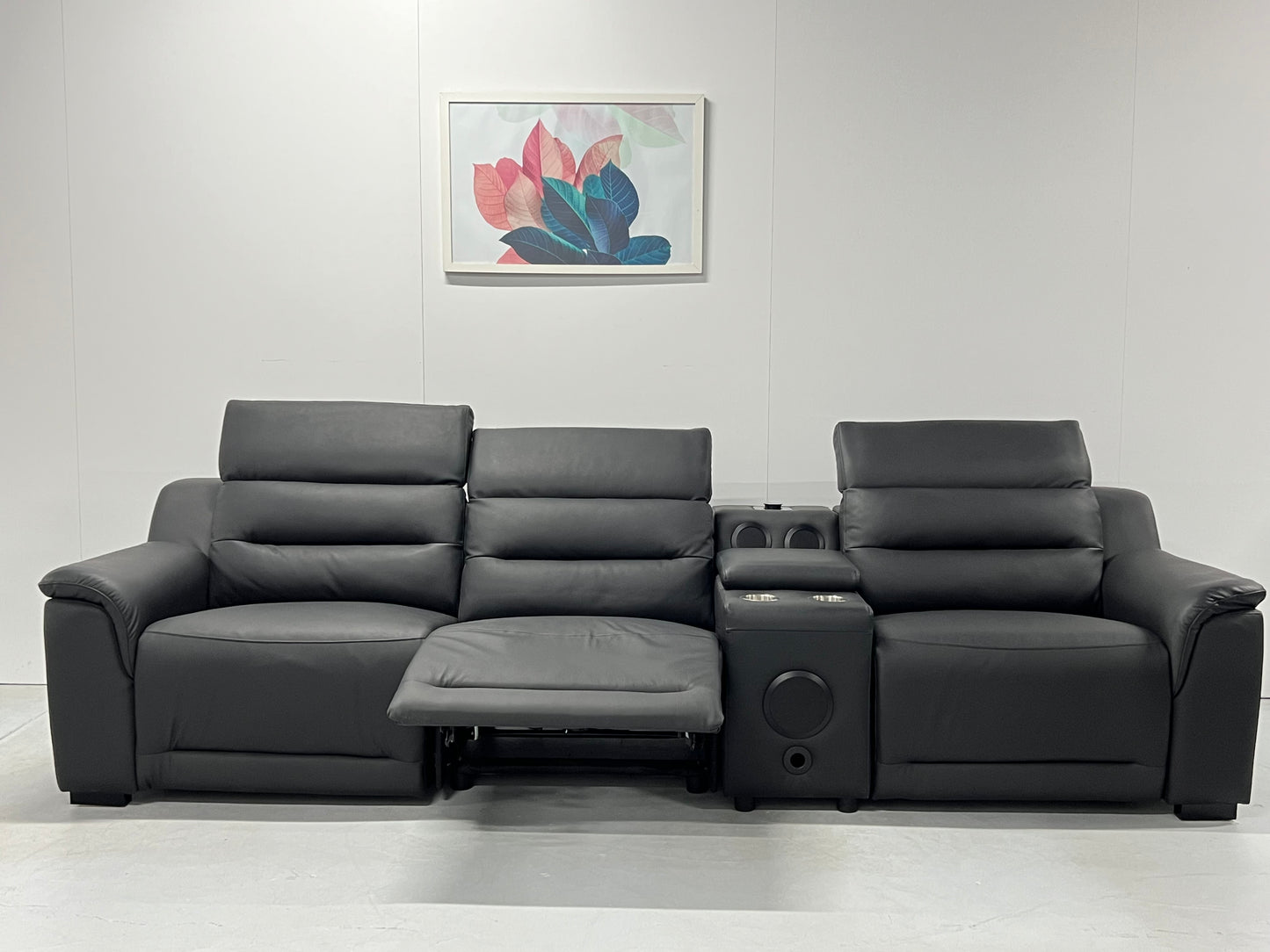 Grace Leather 3 Seat Electric Media Lounge