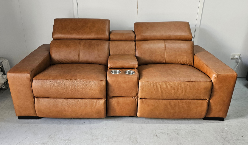 Valencia Full Leather Electric 2 Seat Media Lounge