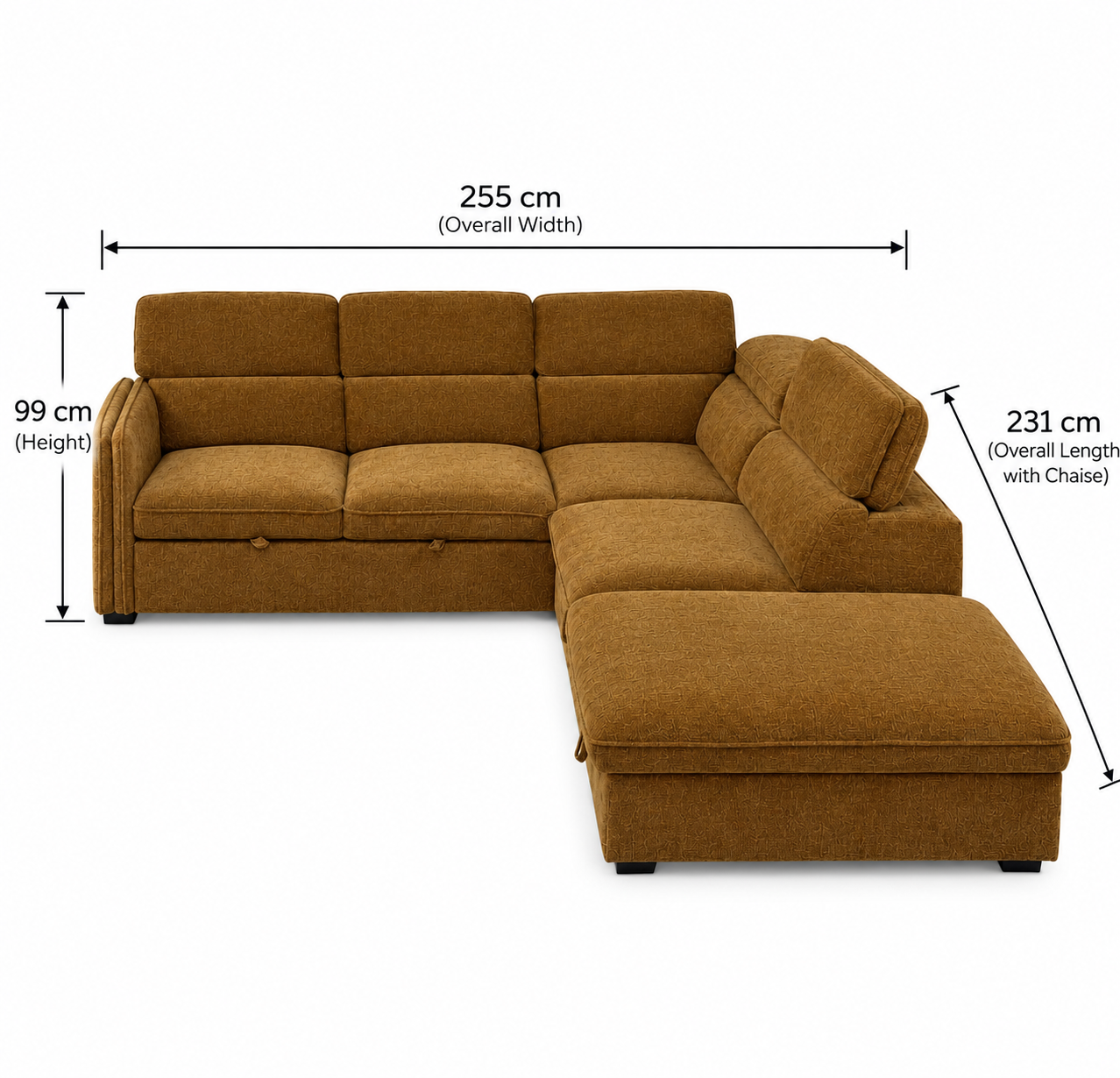 The Sienna Corner Lounge & Sofa Bed with Storage Ottoman