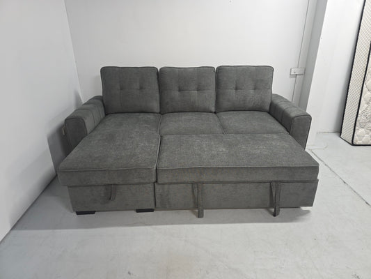 Hobart Corner Lounge with Chaise: Modern Design with Smart Storage and Sofa Bed