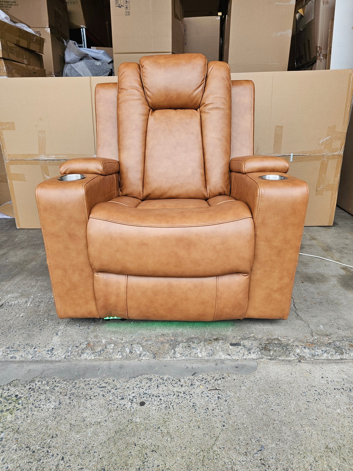 Byron Tan Leather Theatre Recliner Lounges