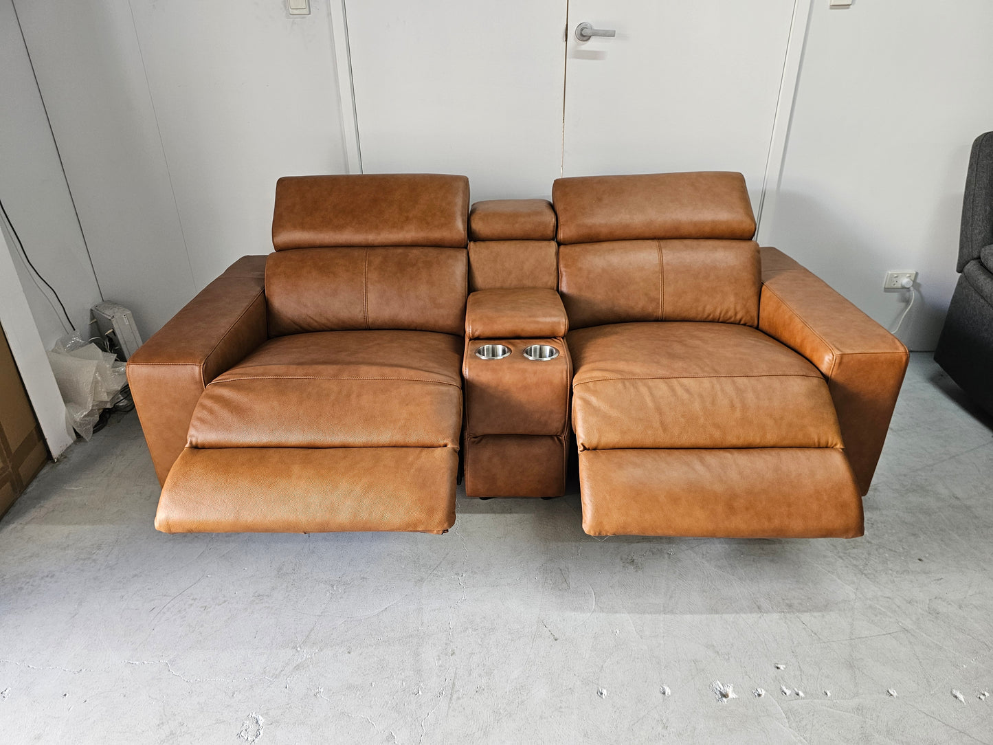 Valencia Full Leather Electric 2 Seat Media Lounge