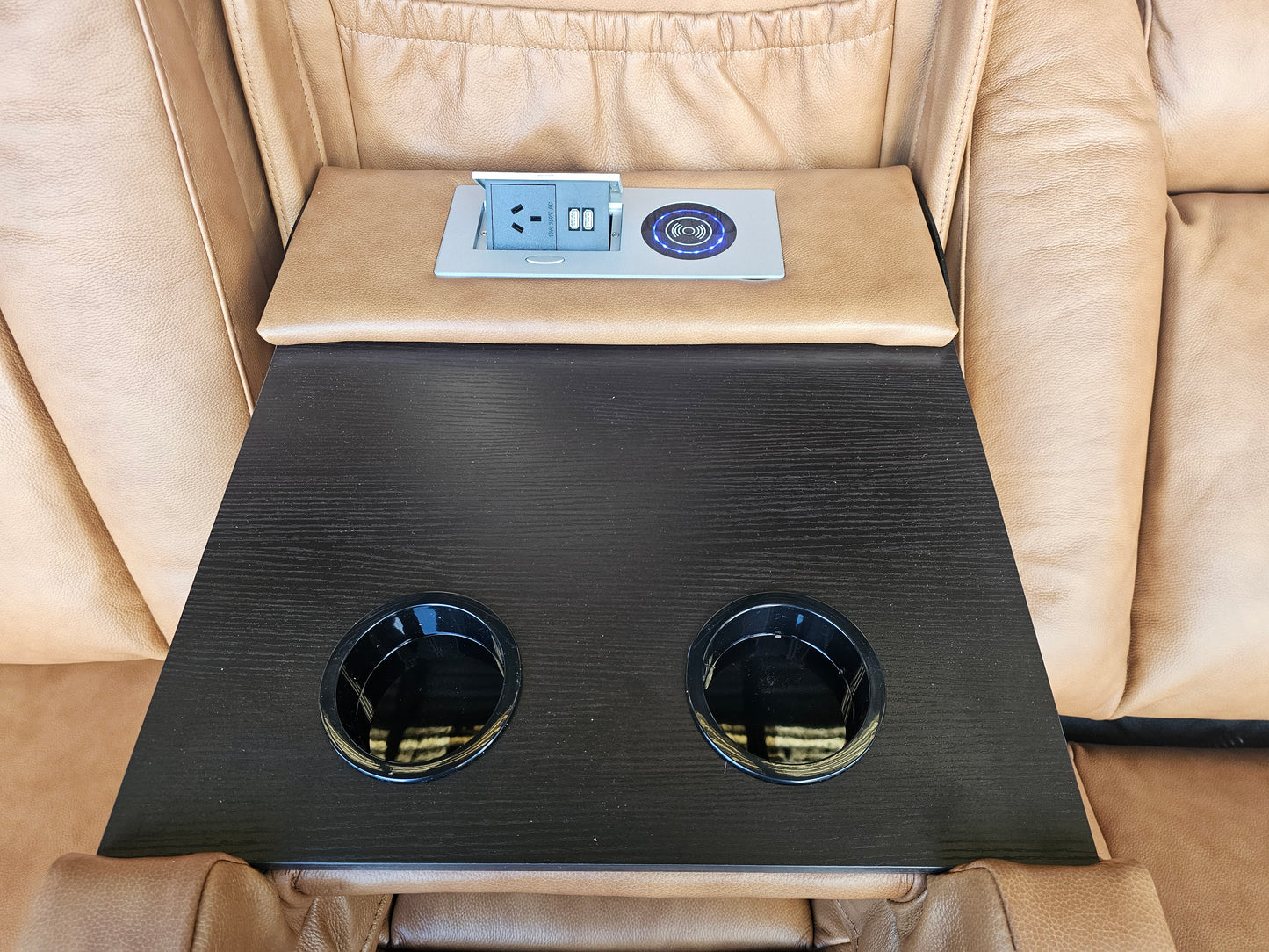 Byron Tan Leather Theatre Recliner Lounges