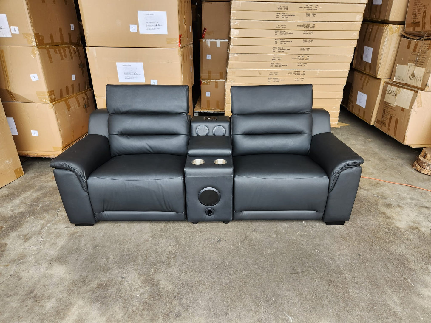 Grace Leather 2 Seat Electric Media Lounge