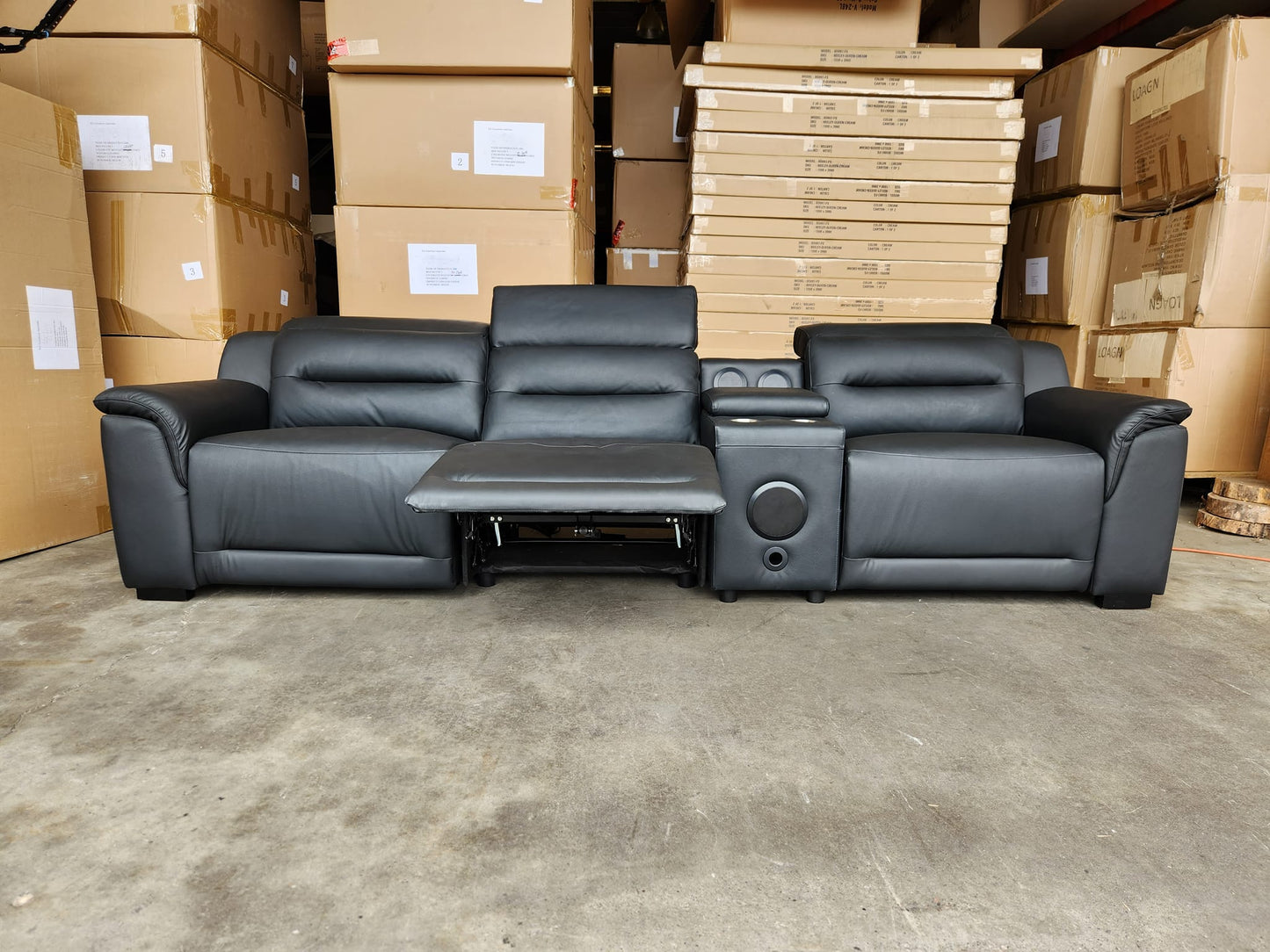 Grace Leather 3 Seat Electric Media Lounge