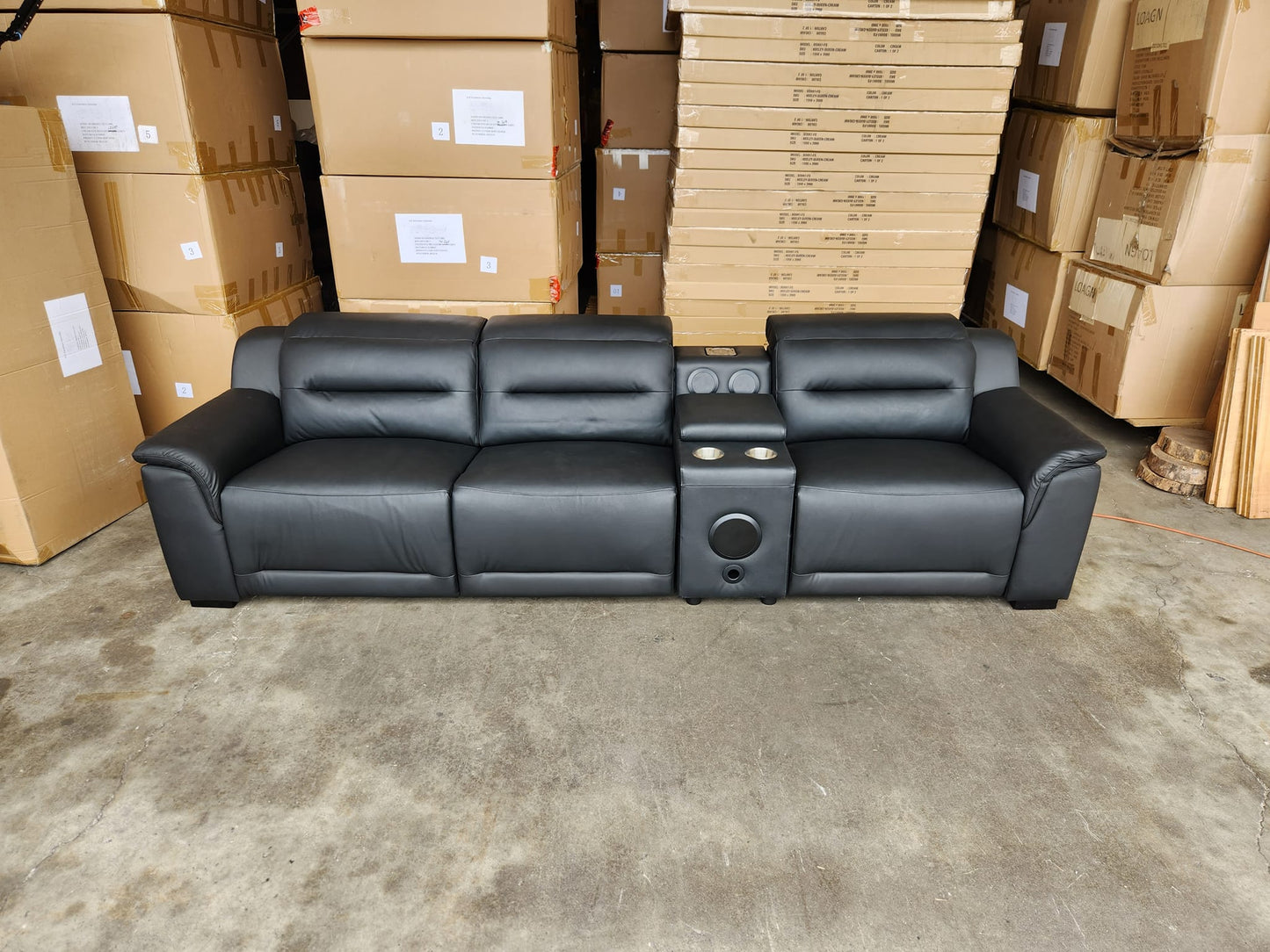 Grace Leather 3 Seat Electric Media Lounge