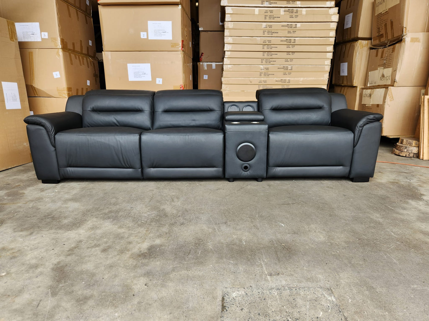 Grace Leather 3 Seat Electric Media Lounge