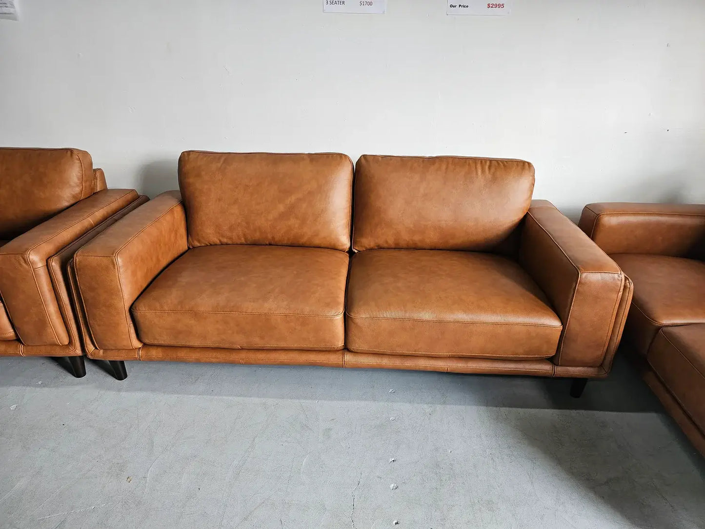 Danise Leather 3 Seat Sofa Lounge