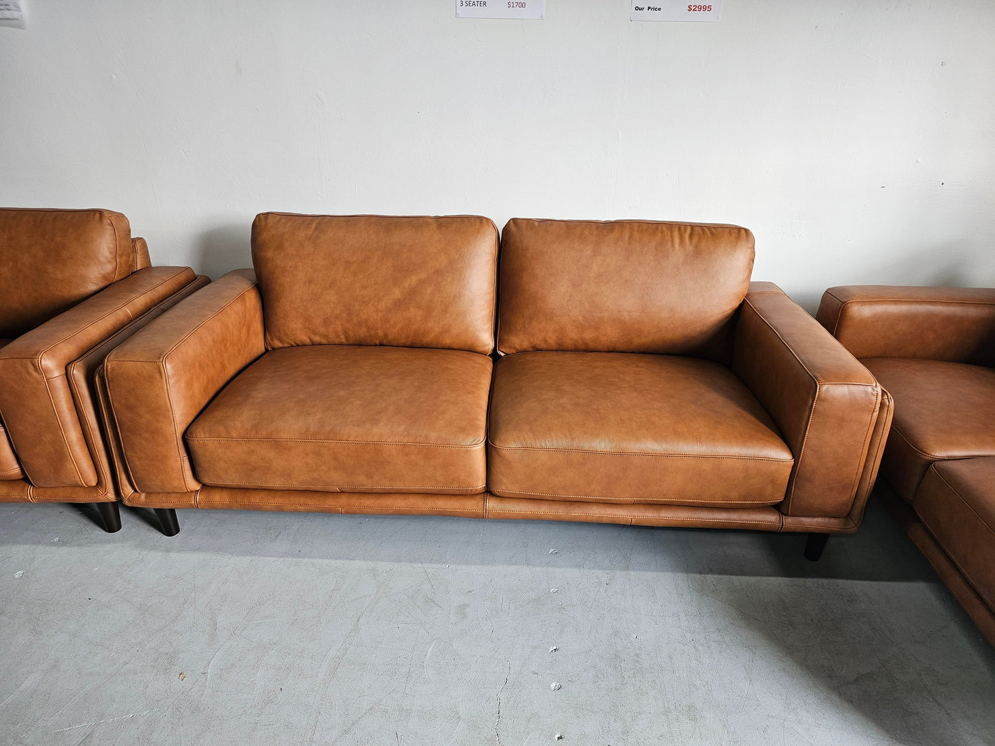 Danise Leather 2 Seat Sofa Lounge