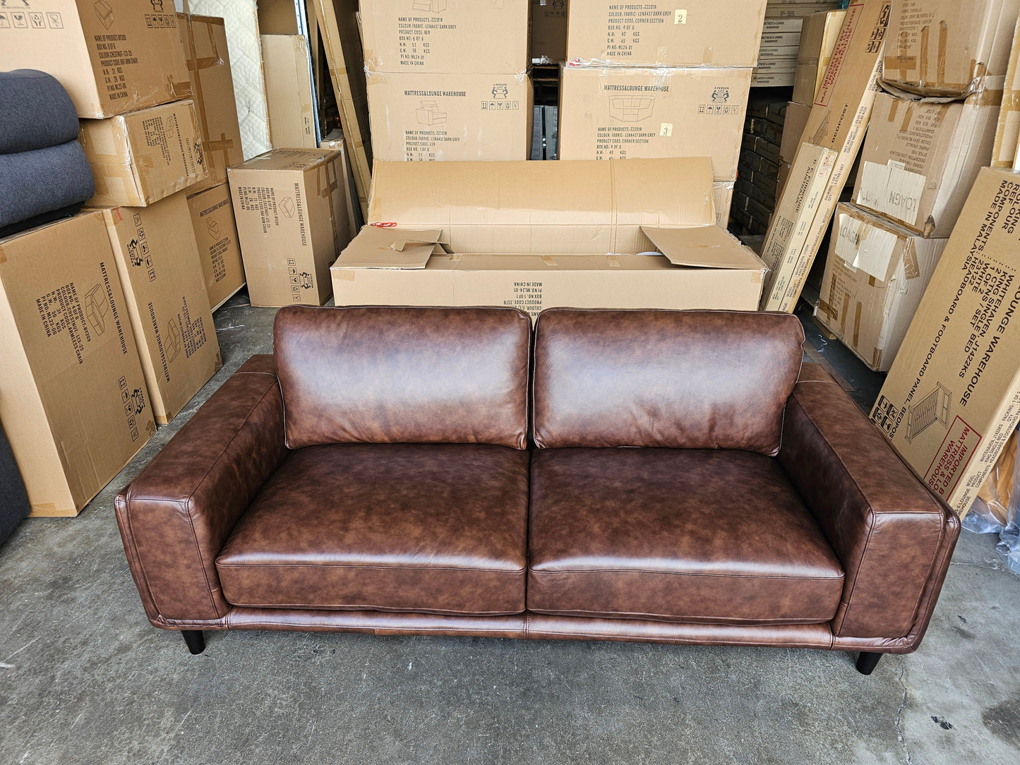 Danise Leather 2 Seat Sofa Lounge