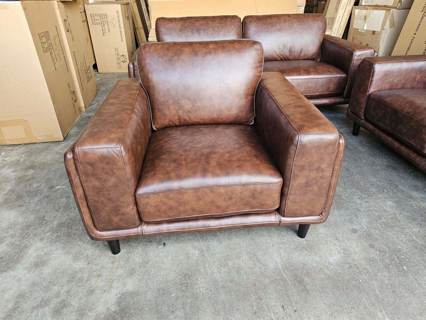 Danise Leather 2 Seat Sofa Lounge