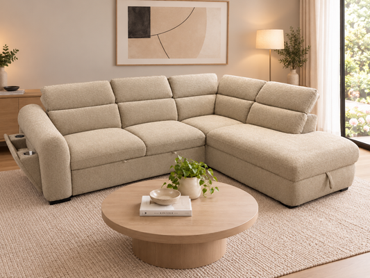 Hudson Corner Lounge with Storage Chaise & Sofabed