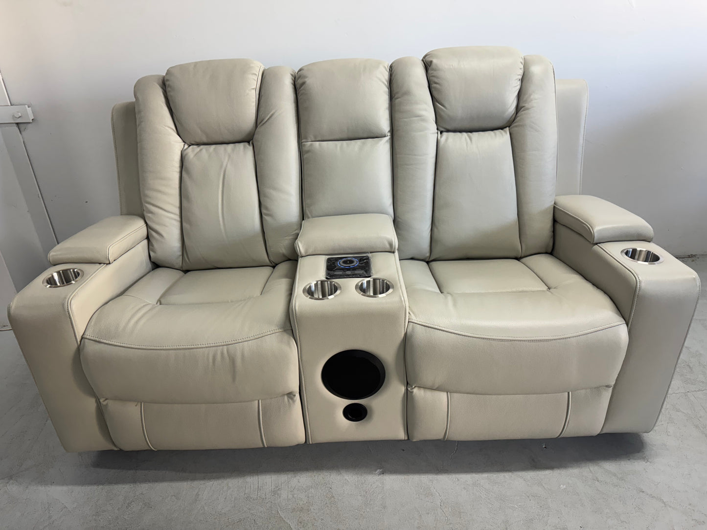 Byron Beige Leather Theatre Recliner Lounges