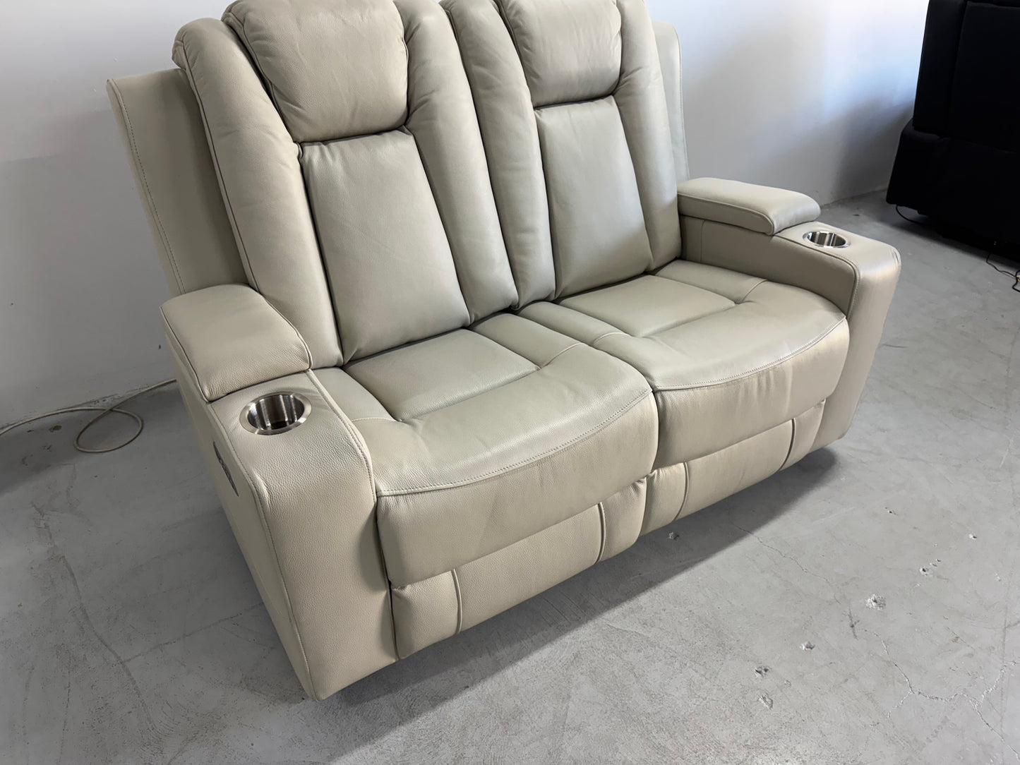 Byron Beige Leather Theatre Recliner Lounges