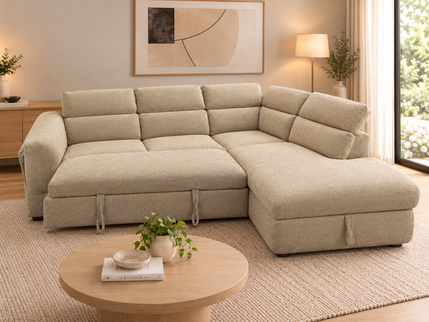 Hudson Corner Lounge with Storage Chaise & Sofabed