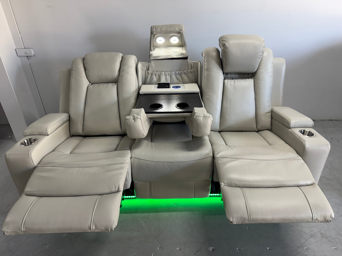 Byron Beige Leather Theatre Recliner Lounges