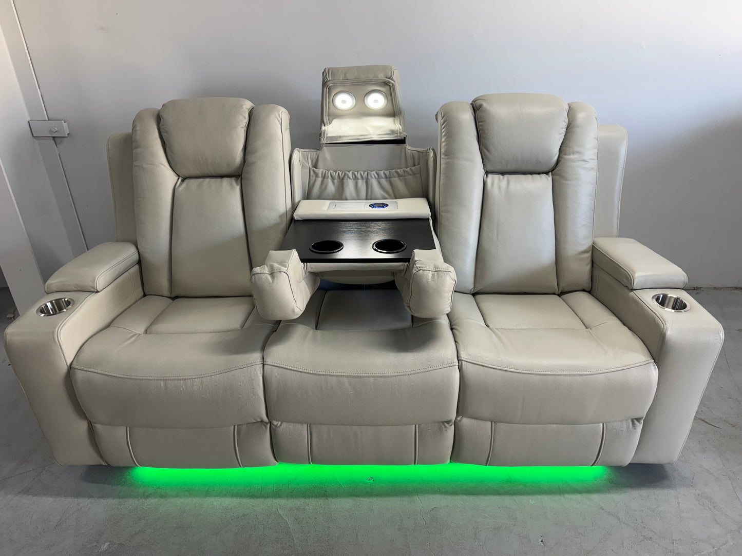 Byron Beige Leather Theatre Recliner Lounges