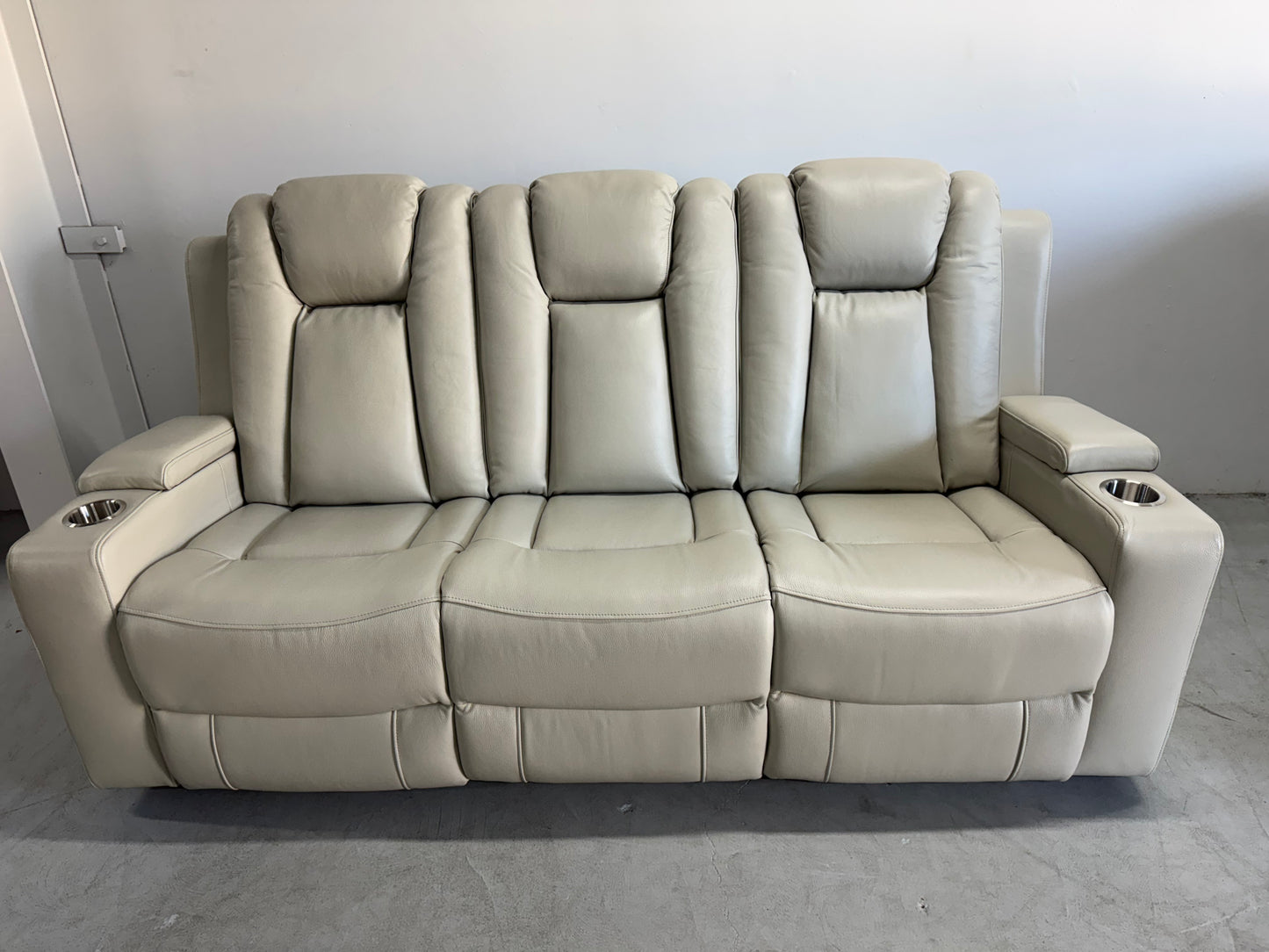 Byron Beige Leather Theatre Recliner Lounges