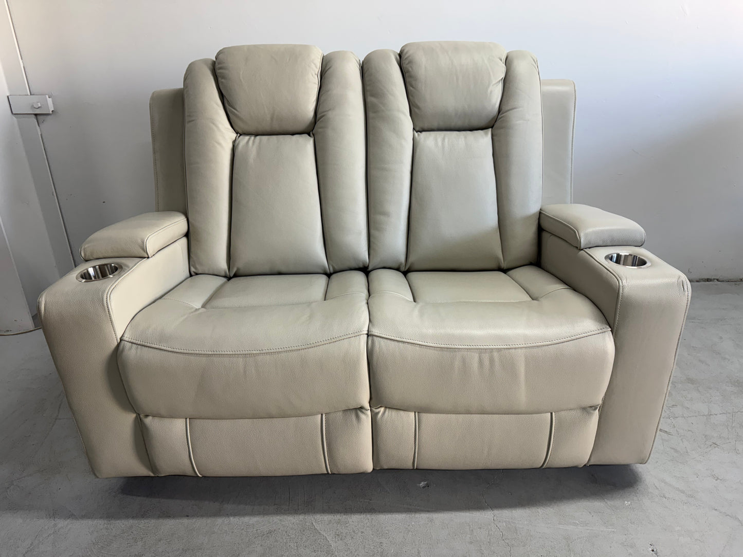 Byron Beige Leather Theatre Recliner Lounges