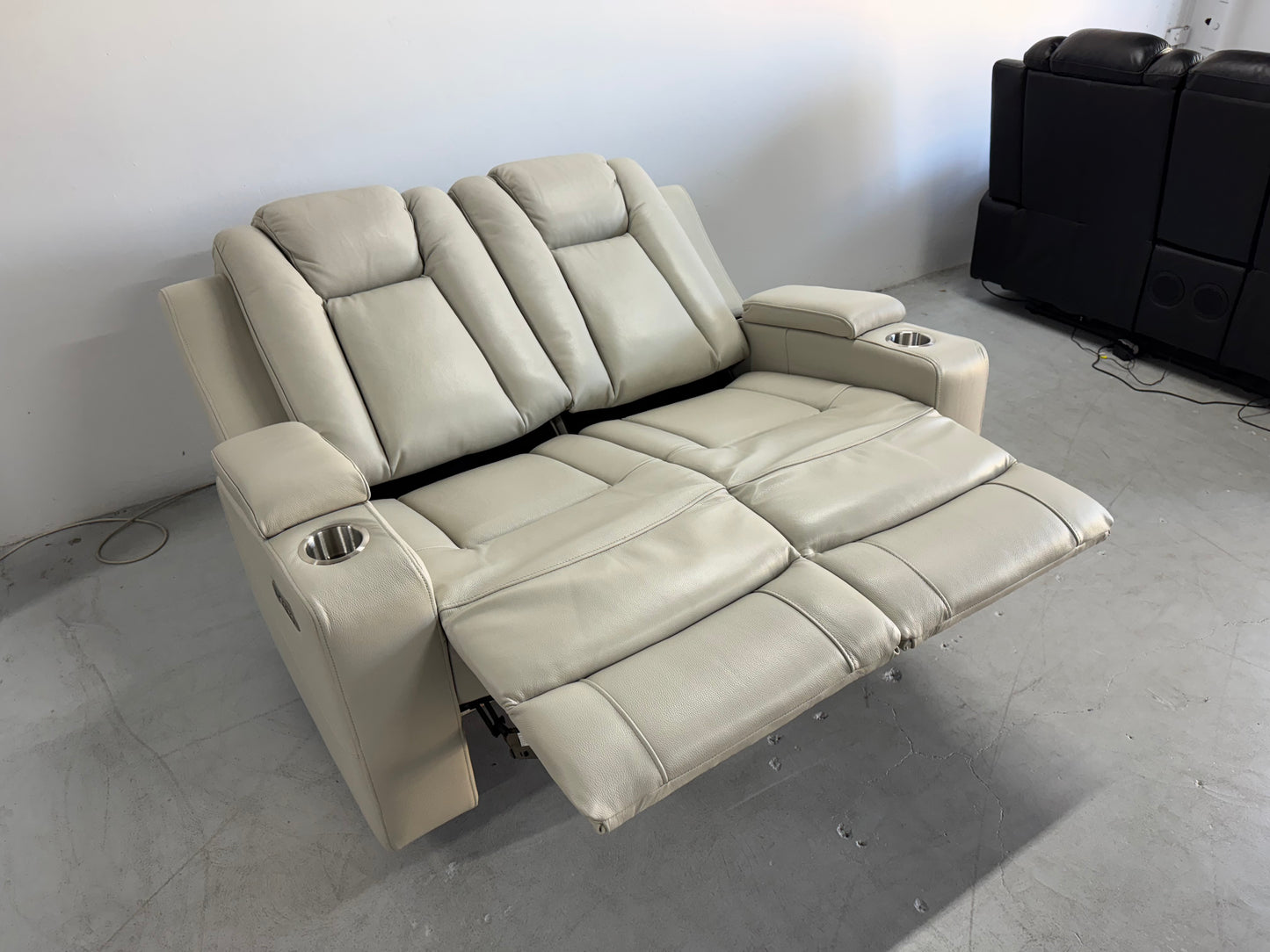 Byron Beige Leather Theatre Recliner Lounges