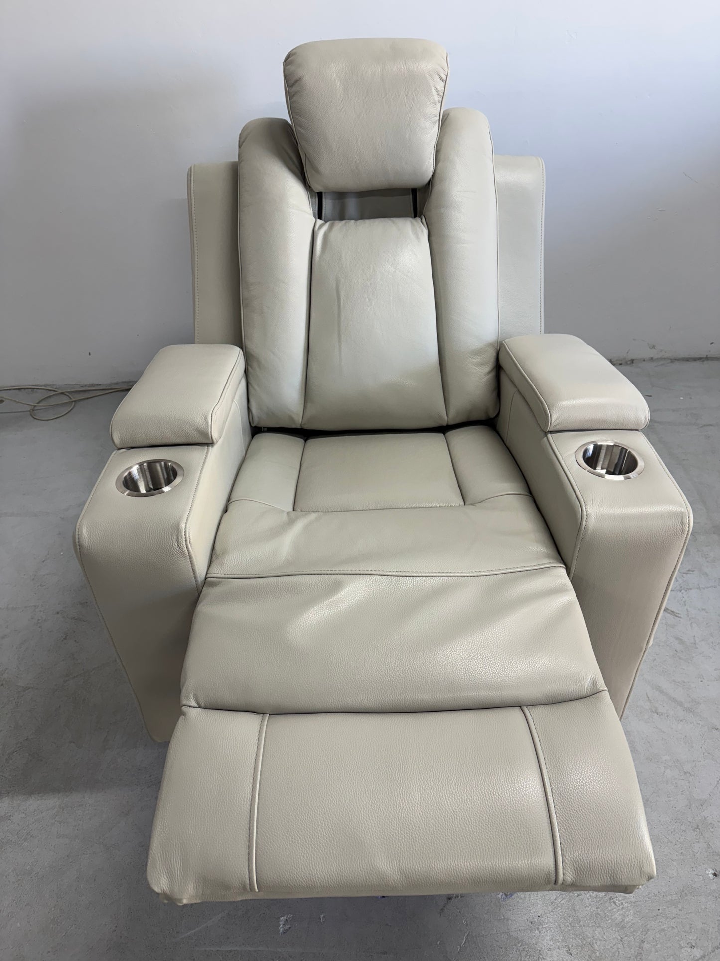 Byron Beige Leather Theatre Recliner Lounges