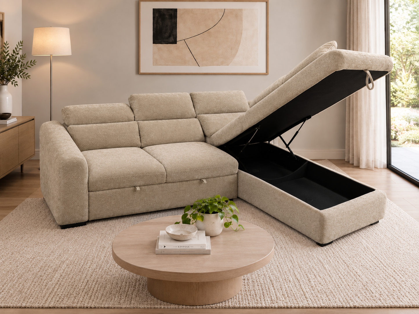 Hudson Corner Lounge with Storage Chaise & Sofabed