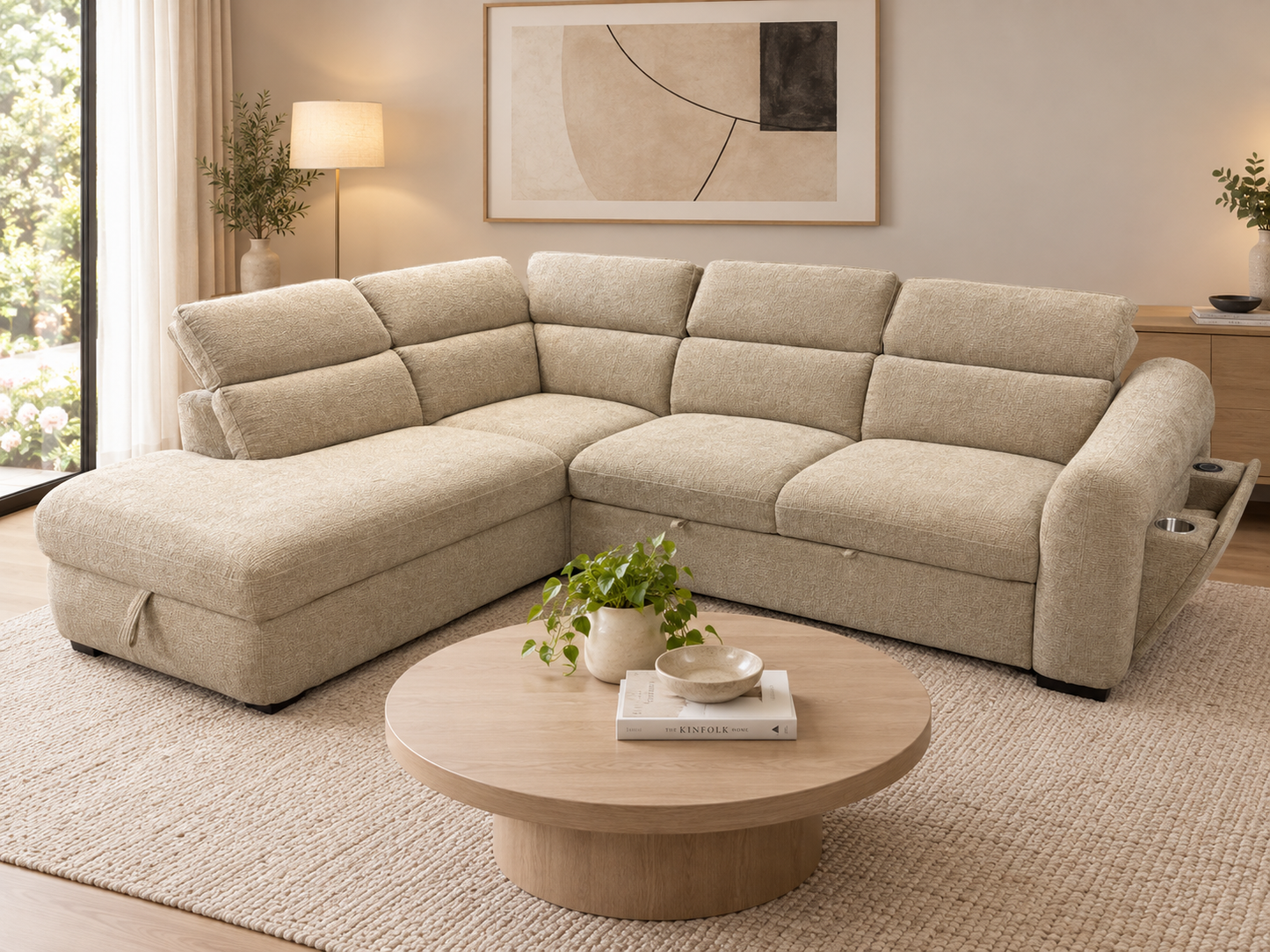 Hudson Corner Lounge with Storage Chaise & Sofabed