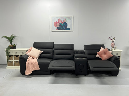 Grace Leather 3 Seat Electric Media Lounge